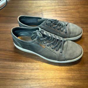 ECCO Soft 7 Mens Size 12 Gray Leather Casual Sneakers Shoes.